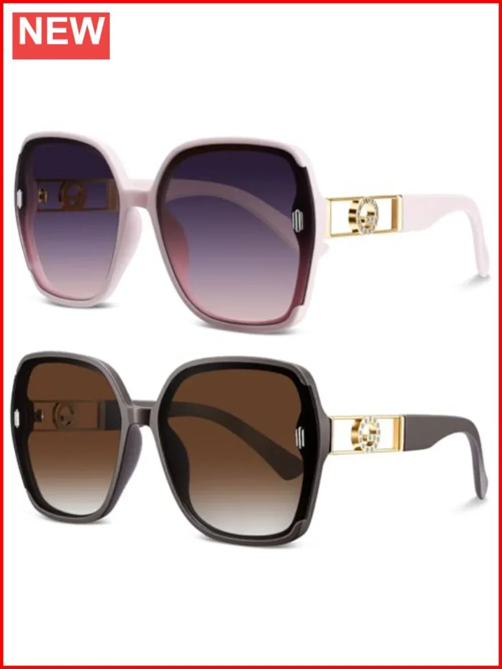 Retro 70s Oversized Sunglasses 2 Pack UV400 Non-Polarized